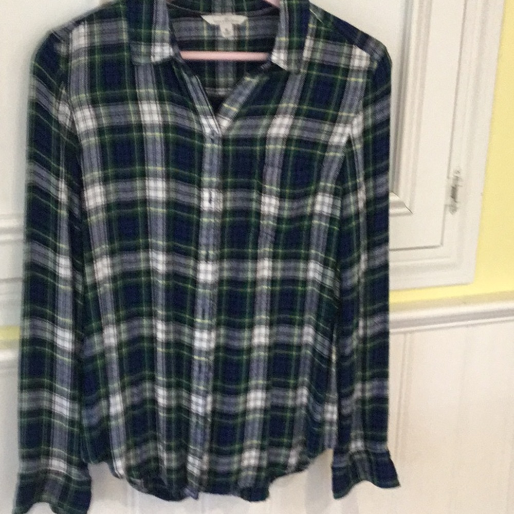 LL Bean Signature tartan plaid shirt.